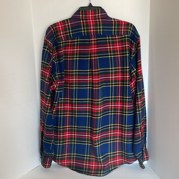 Lands’ End multi color plaid flannel  long sleeve shirt Men’s size L - Picture 2 of 13